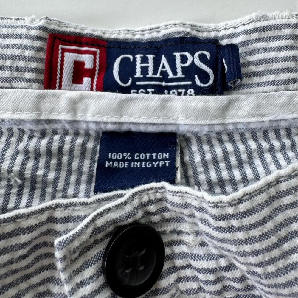 CHAPS Gray White Striped Seersucker Cotton Shorts Size 38 Waist
